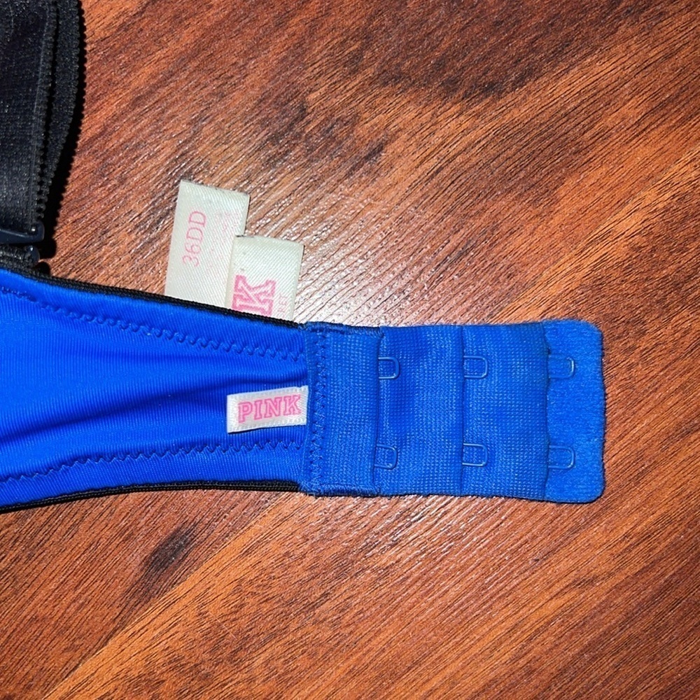Victoria’s Secret Pink Wear Everywhere Demi 36DD royal blue & black no padding - Picture 9 of 10